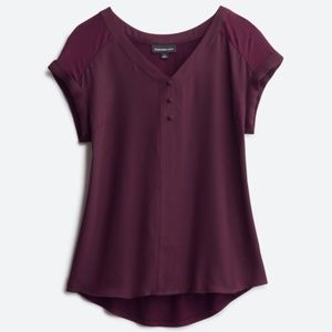 Fortune + Ivy Helina Mixed Material Blouse Maroon XL (Stitch Fix)